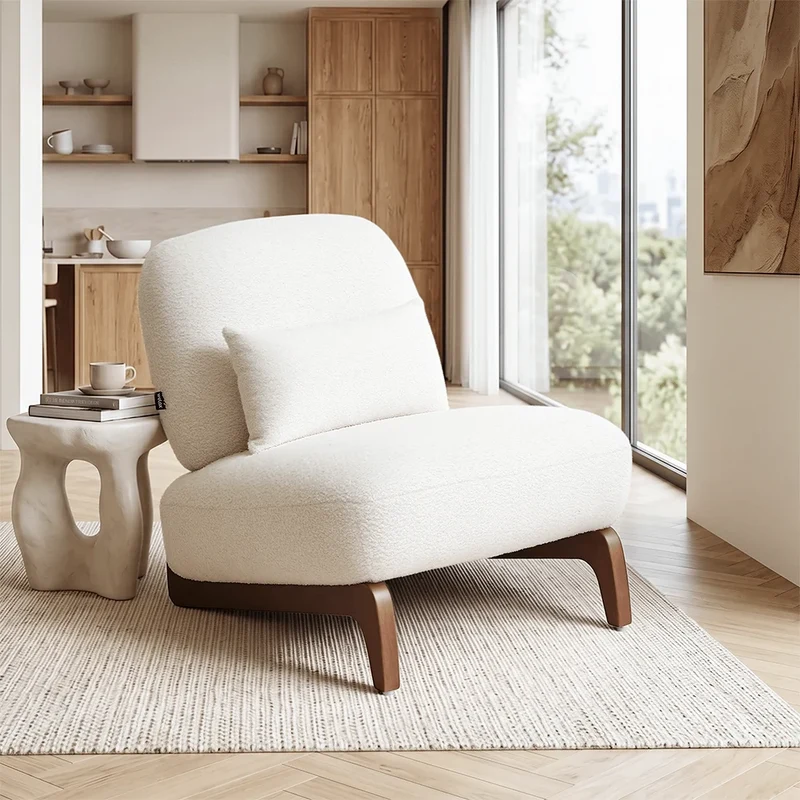 Cloud Nest Modern Boucle Accent chair with Wood Frame