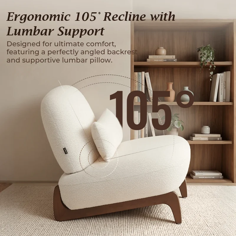 Cloud Nest Modern Boucle Accent chair with Wood Frame