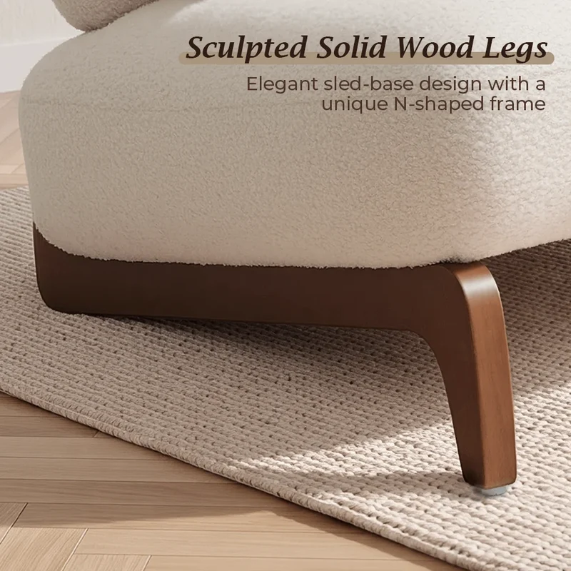 Cloud Nest Modern Boucle Accent chair with Wood Frame