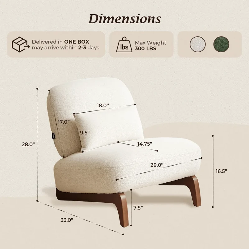 Cloud Nest Modern Boucle Accent chair with Wood Frame