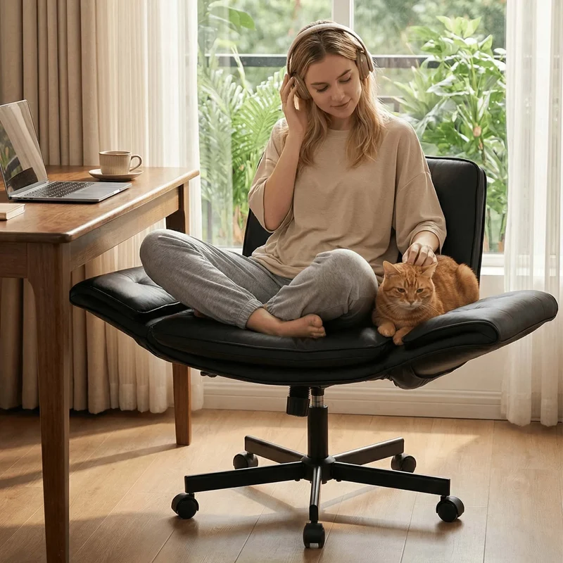 P6 Criss Cross Chair with Pet-Friendly Upholstery and Adjustable Armrests
