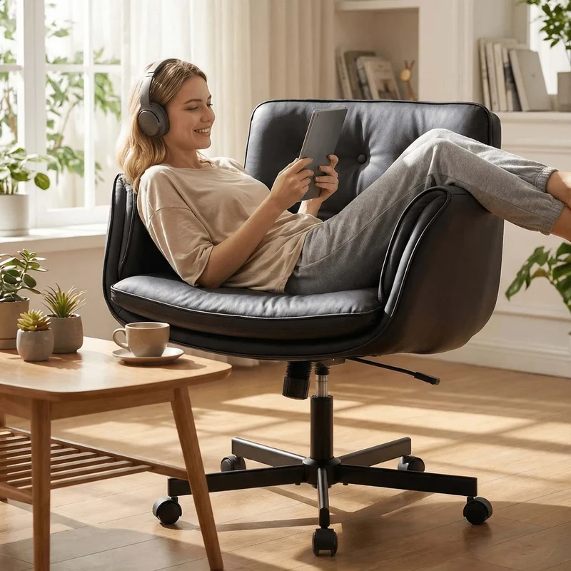 P6 Criss Cross Chair with Pet-Friendly Upholstery and Adjustable Armrests
