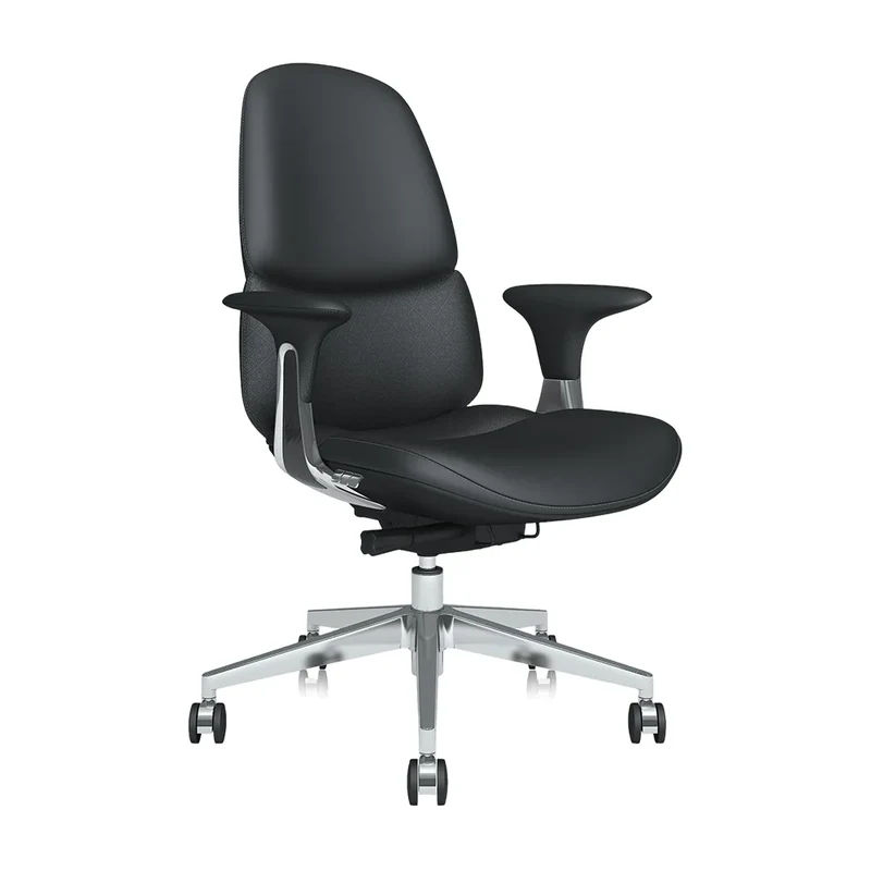 Omidi-Nyla Mid-Back Leather Chair with Easy Adjustment