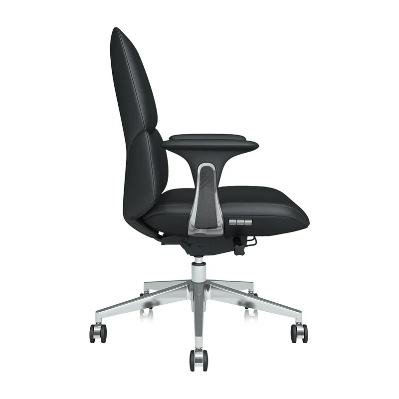 Omidi-Nyla Mid-Back Leather Chair with Easy Adjustment
