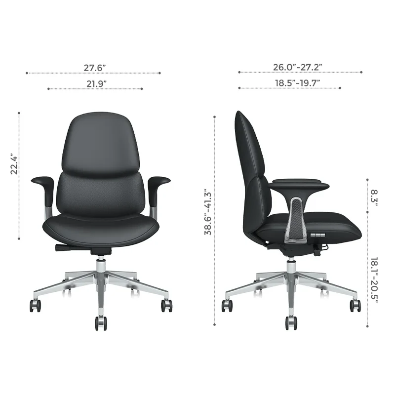 Omidi-Nyla Mid-Back Leather Chair with Easy Adjustment