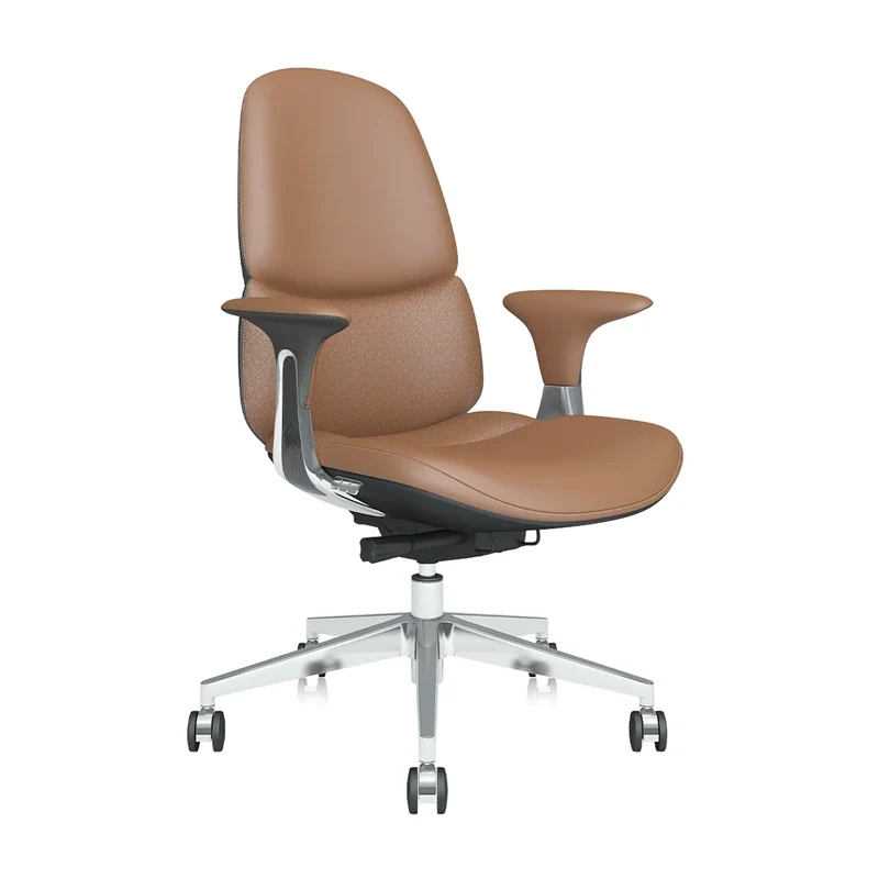 Omidi-Nyla Mid-Back Leather Chair with Easy Adjustment