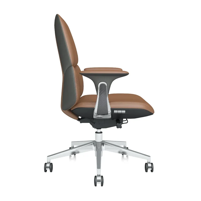 Omidi-Nyla Mid-Back Leather Chair with Easy Adjustment
