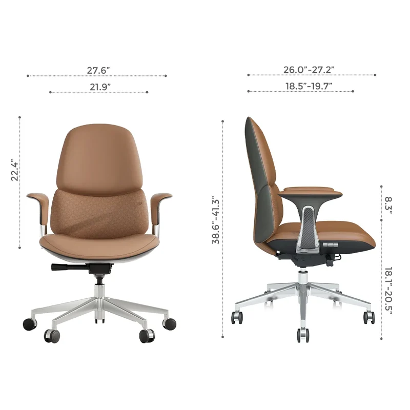 Omidi-Nyla Mid-Back Leather Chair with Easy Adjustment