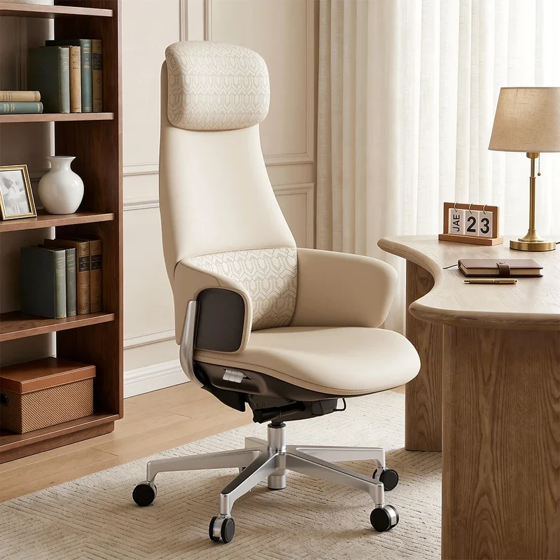 Omidi-Norris Premium Leather Chair with Lumbar Support