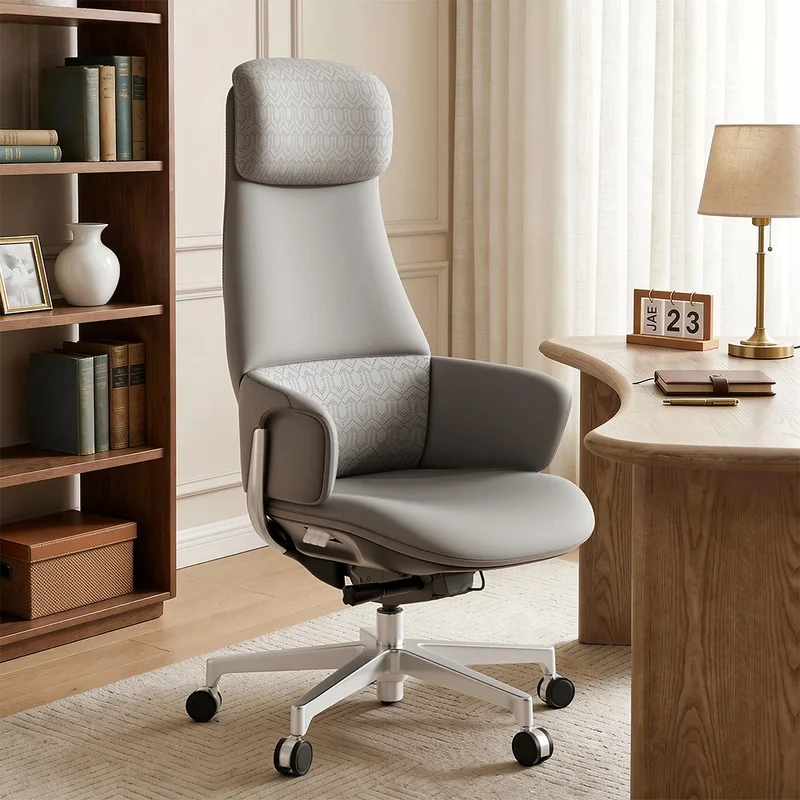 Omidi-Norris Premium Leather Chair with Lumbar Support