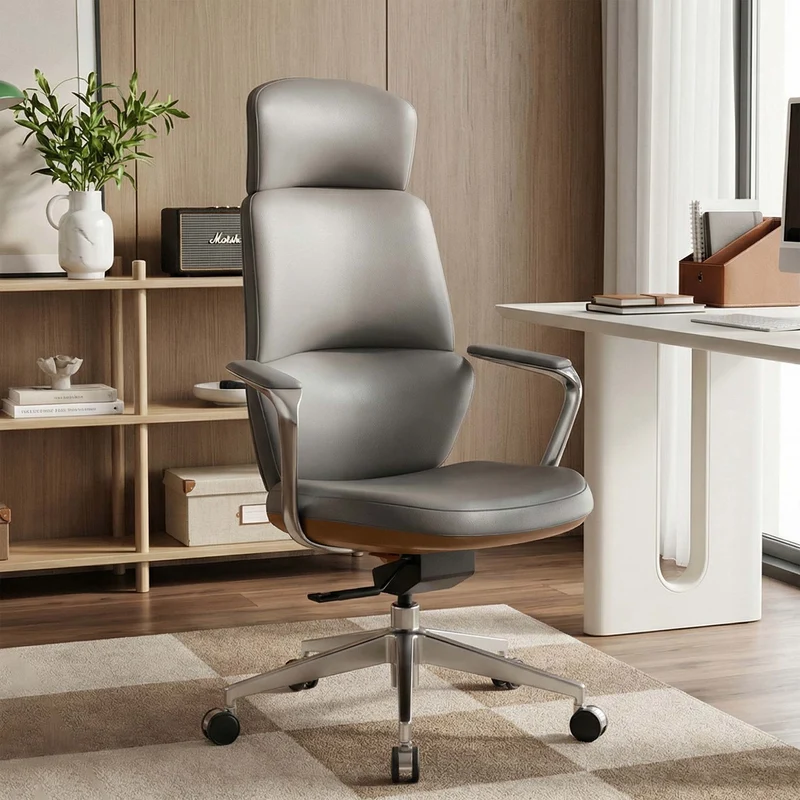 Omidi-Nolan Leather Chair with Classic Design