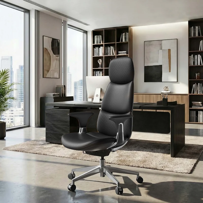 Omidi-Nyla Leather Chair with Easy Adjustment