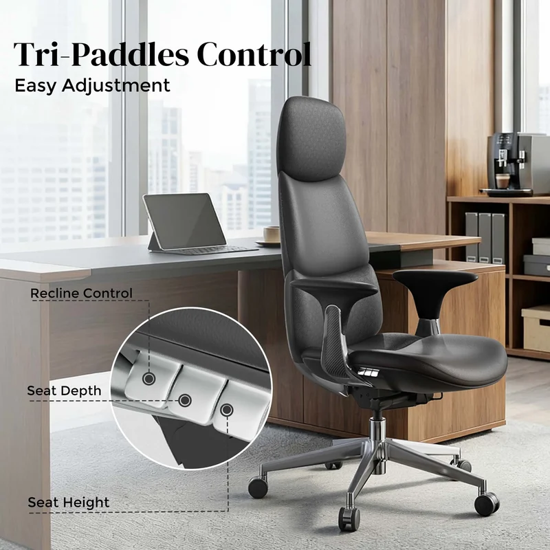 Omidi-Nyla Leather Chair with Easy Adjustment