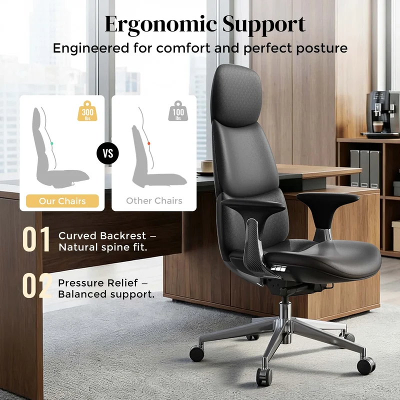 Omidi-Nyla Leather Chair with Easy Adjustment
