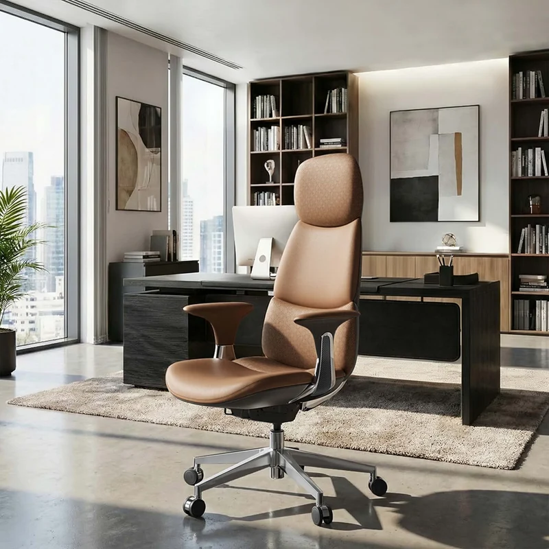 Omidi-Nyla Leather Chair with Easy Adjustment