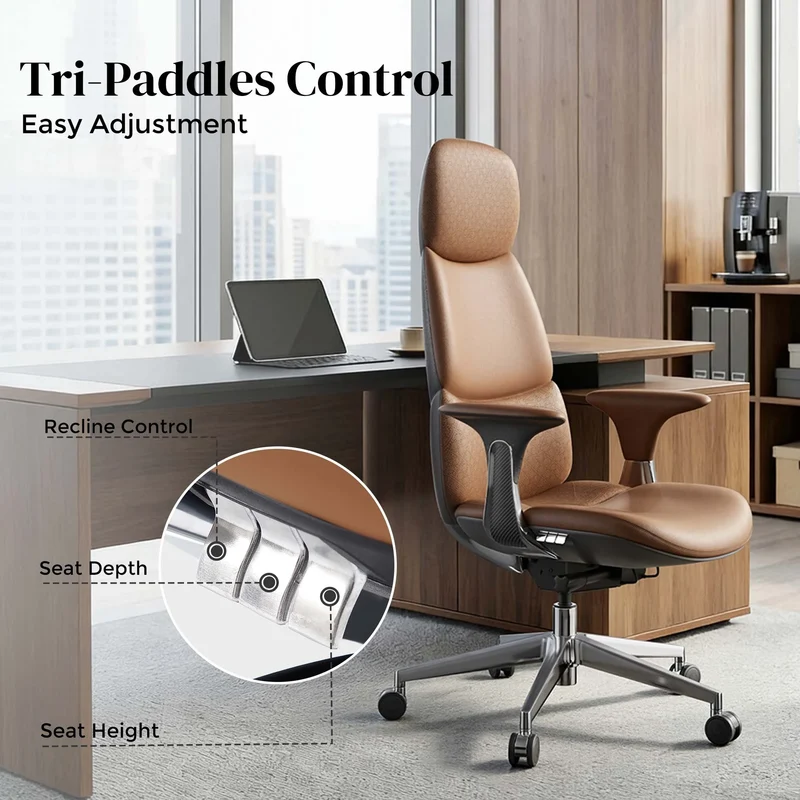 Omidi-Nyla Leather Chair with Easy Adjustment