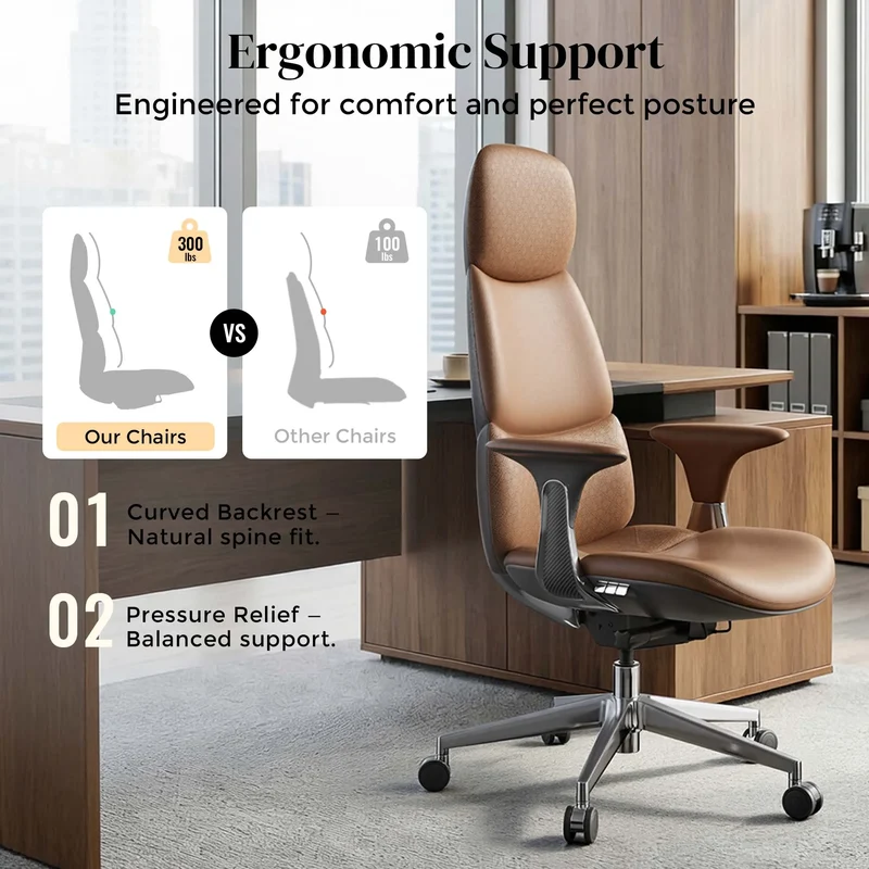 Omidi-Nyla Leather Chair with Easy Adjustment
