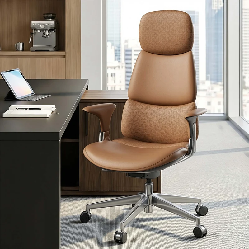 Omidi-Nyla Leather Chair with Easy Adjustment