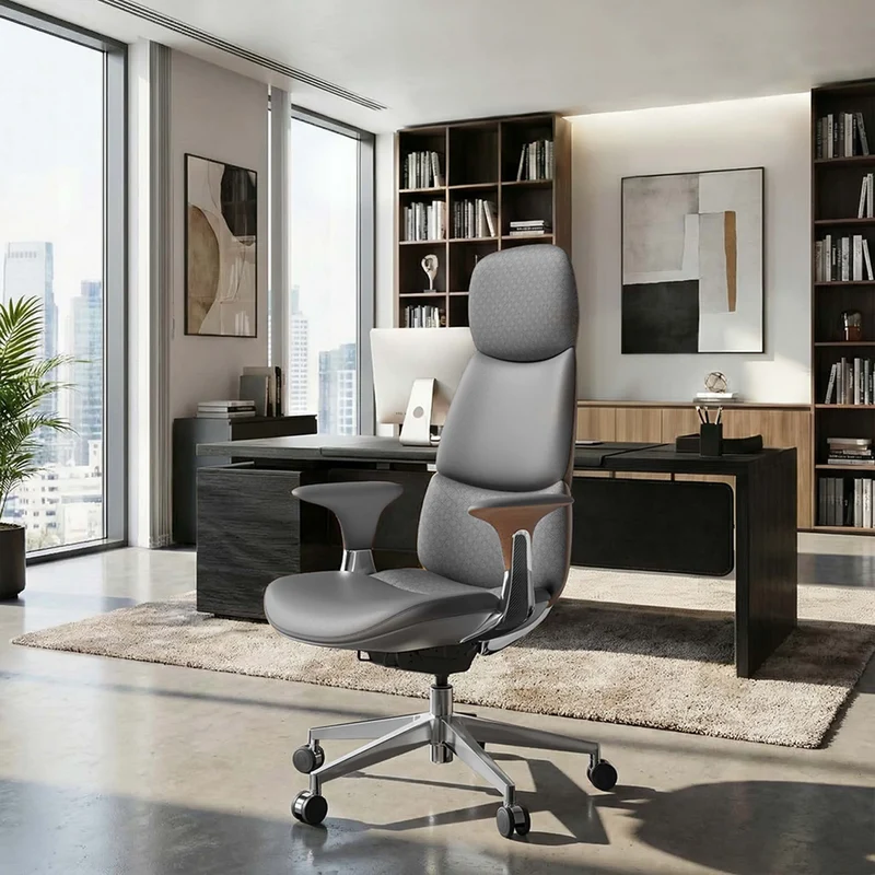 Omidi-Nyla Leather Chair with Easy Adjustment