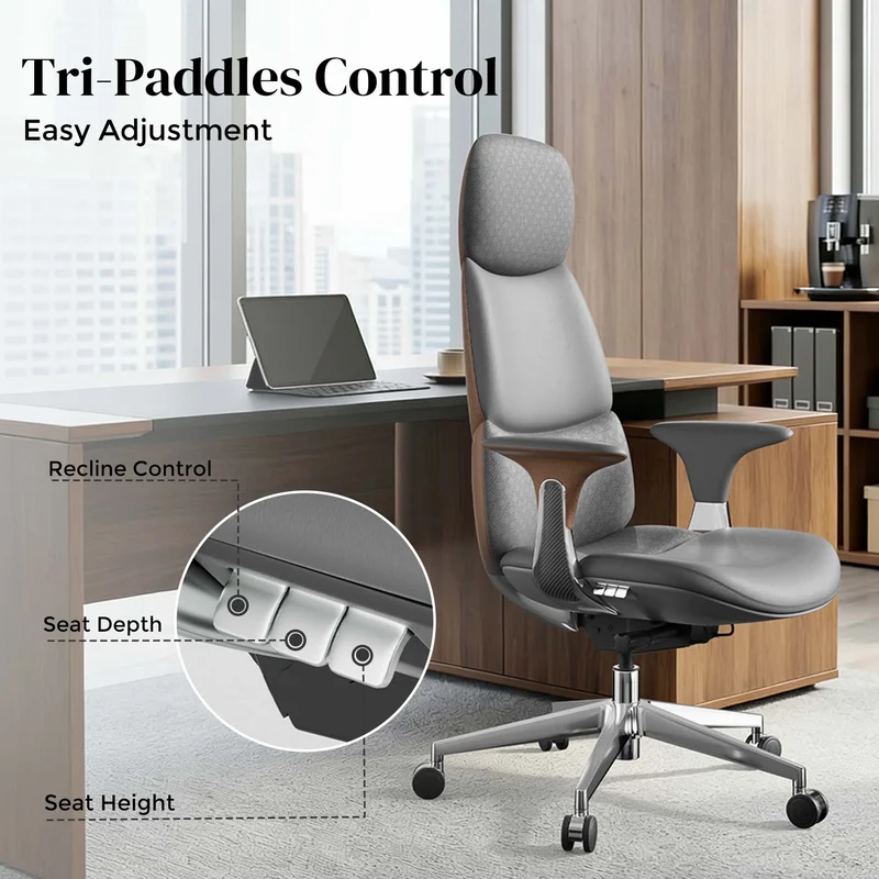 Omidi-Nyla Leather Chair with Easy Adjustment