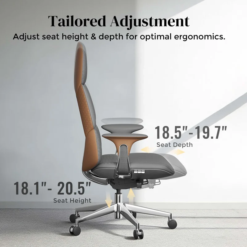 Omidi-Nyla Leather Chair with Easy Adjustment
