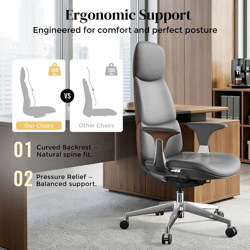 Omidi-Nyla Leather Chair with Easy Adjustment
