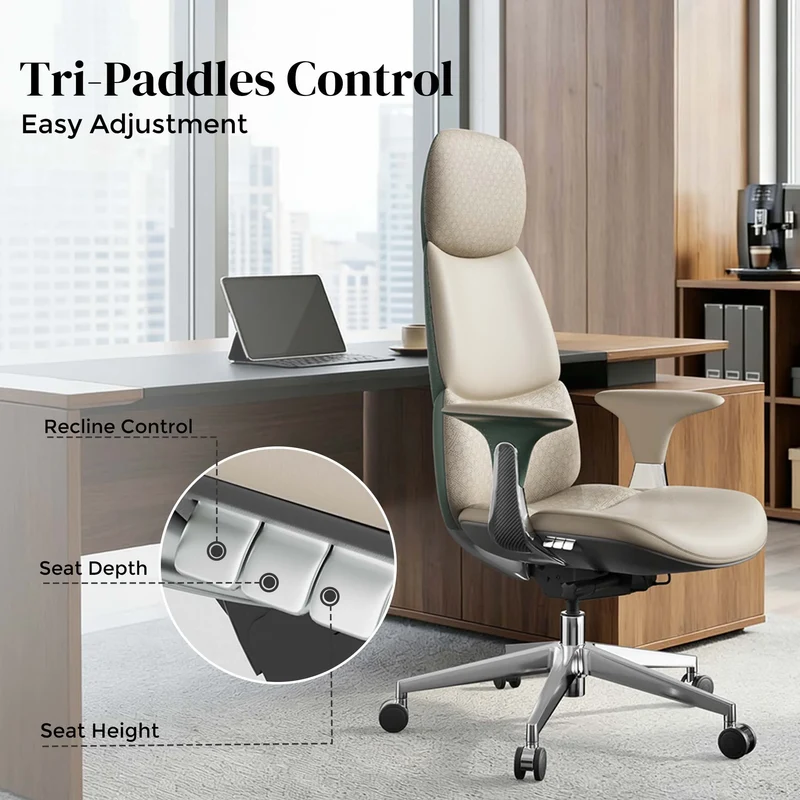 Omidi-Nyla Leather Chair with Easy Adjustment