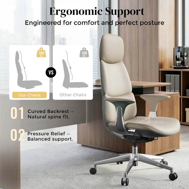 Omidi-Nyla Leather Chair with Easy Adjustment