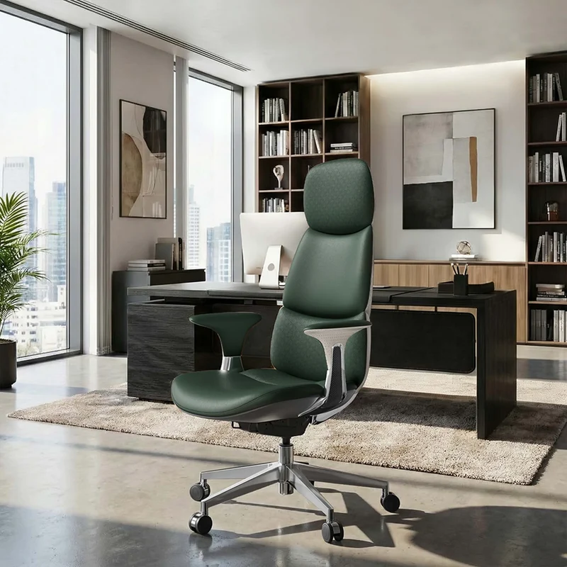 Omidi-Nyla Leather Chair with Easy Adjustment