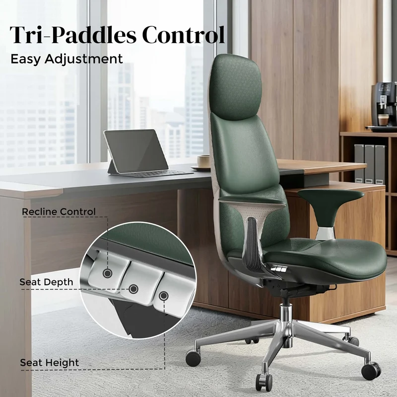 Omidi-Nyla Leather Chair with Easy Adjustment