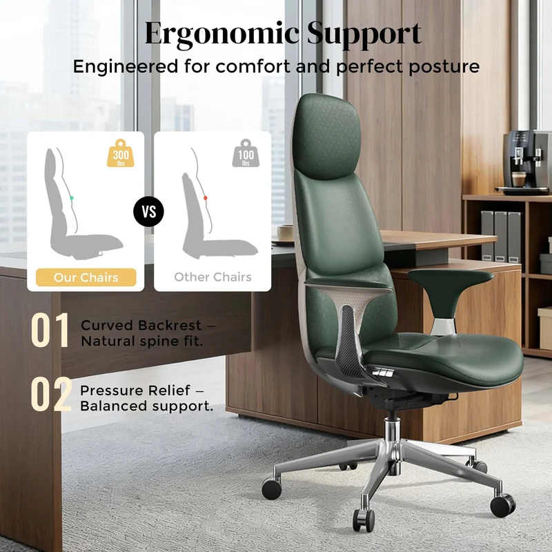 Omidi-Nyla Leather Chair with Easy Adjustment