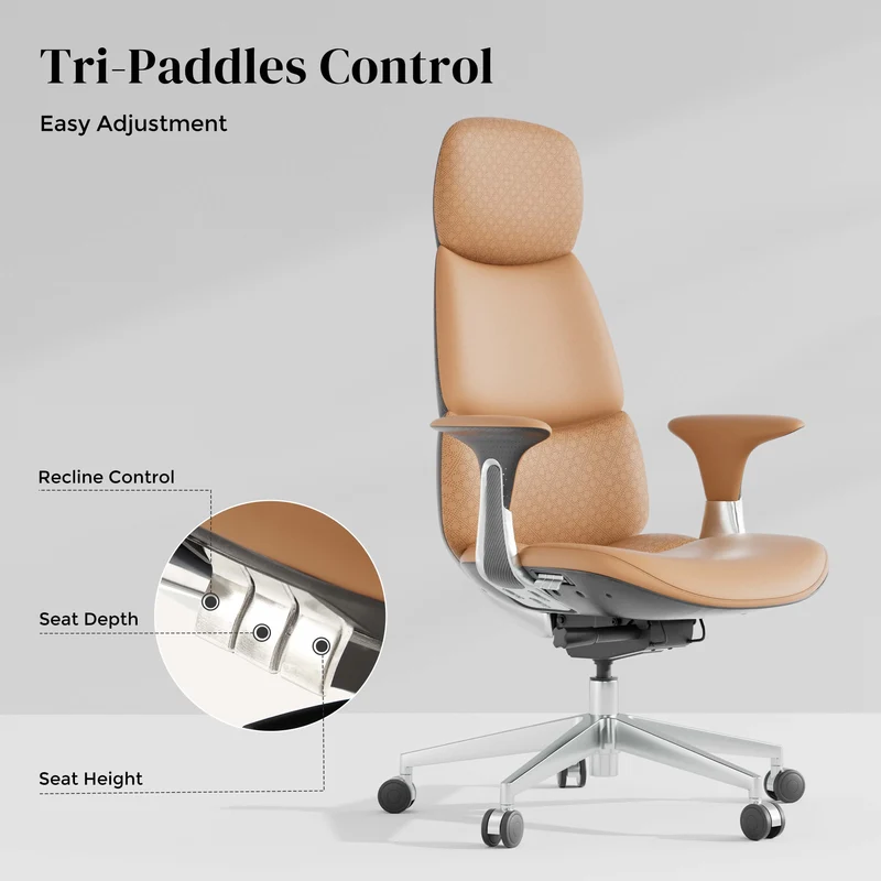 Omidi-Nyla Leather Chair with Easy Adjustment
