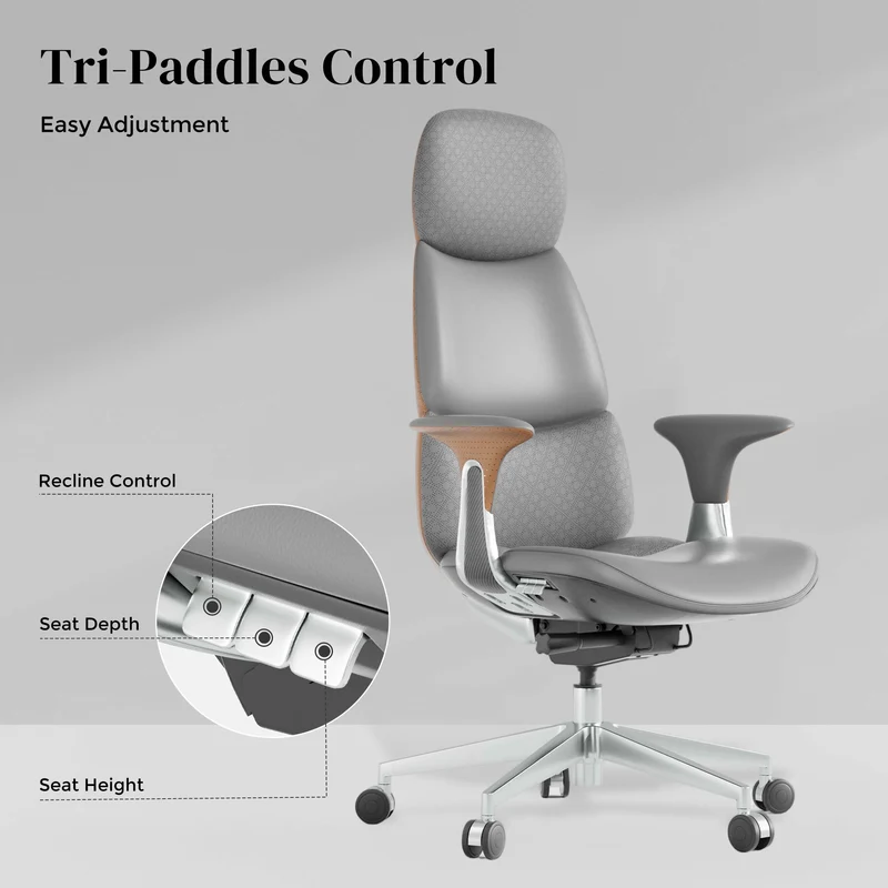 Omidi-Nyla Leather Chair with Easy Adjustment