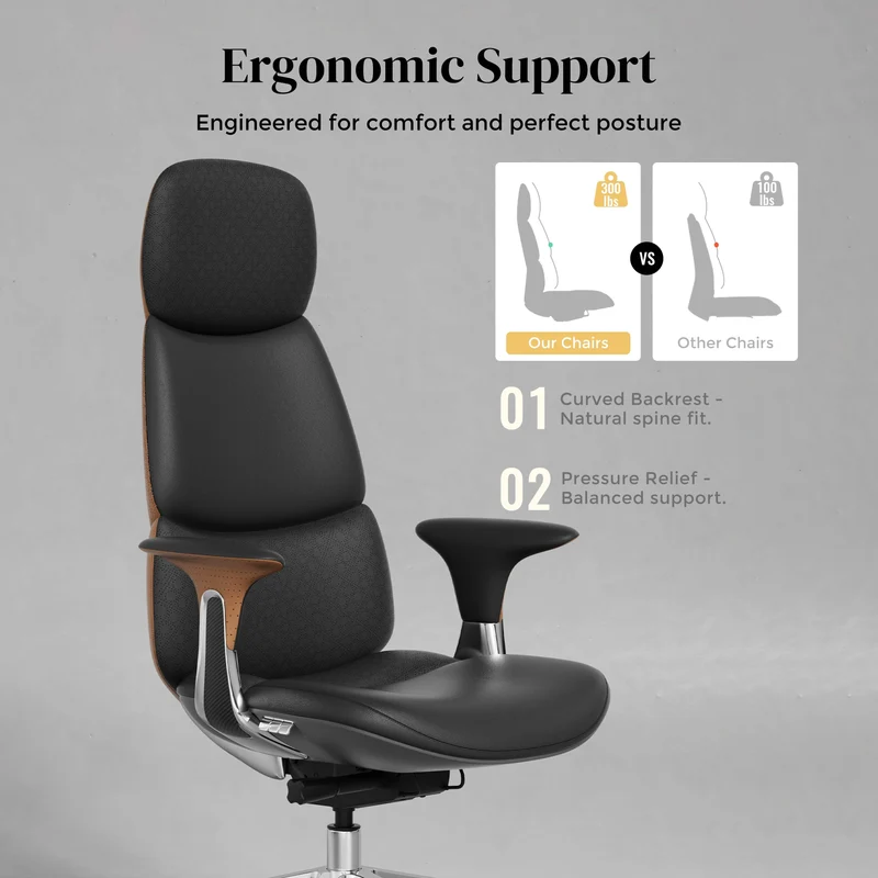 Omidi-Nyla Leather Chair with Easy Adjustment