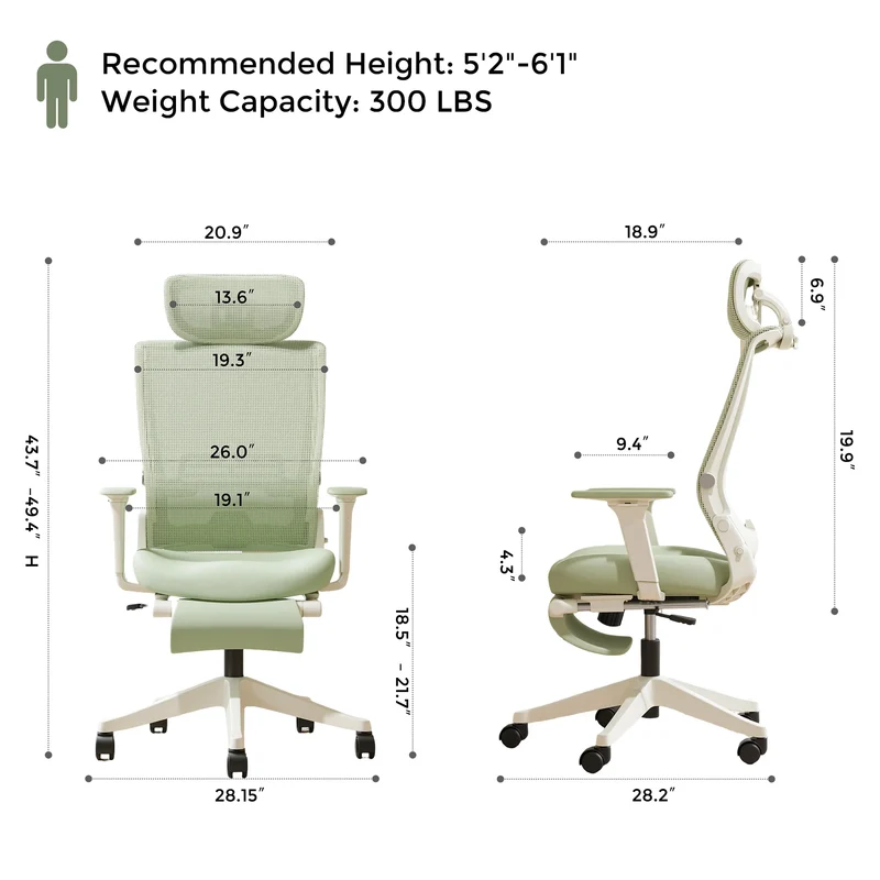 Welax S4 – Ergonomic Office Chair with Foldable Backrest
