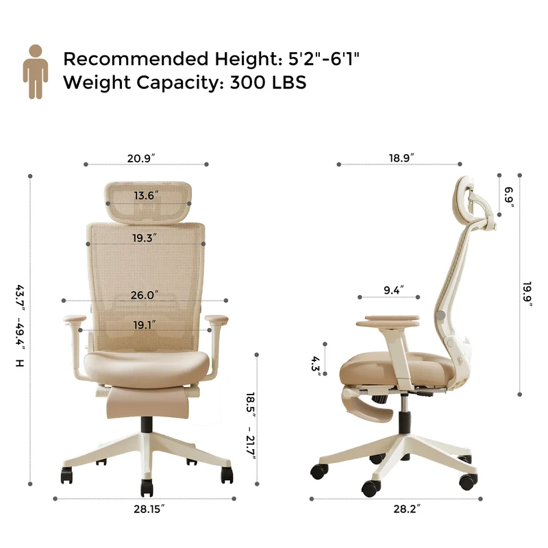 Welax S4 – Ergonomic Office Chair with Foldable Backrest