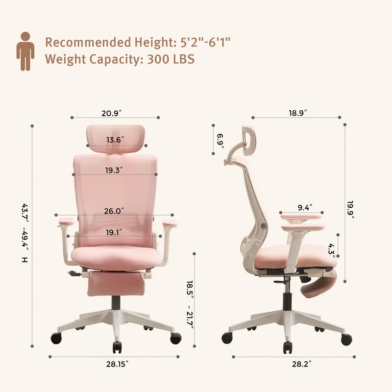 Welax S4 – Ergonomic Office Chair with Foldable Backrest