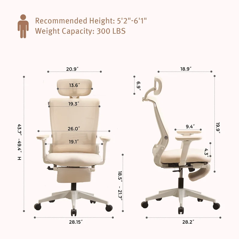 Welax S4 – Ergonomic Office Chair with Foldable Backrest