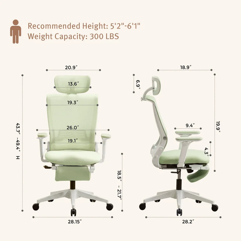 Welax S4 – Ergonomic Office Chair with Foldable Backrest