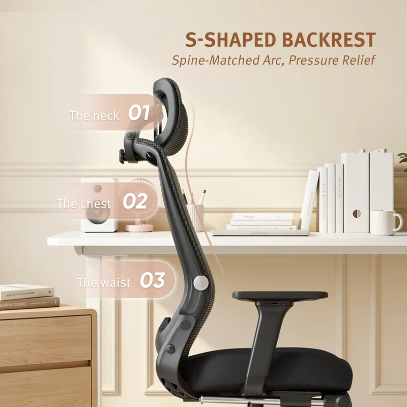Welax S4 – Ergonomic Office Chair with Foldable Backrest