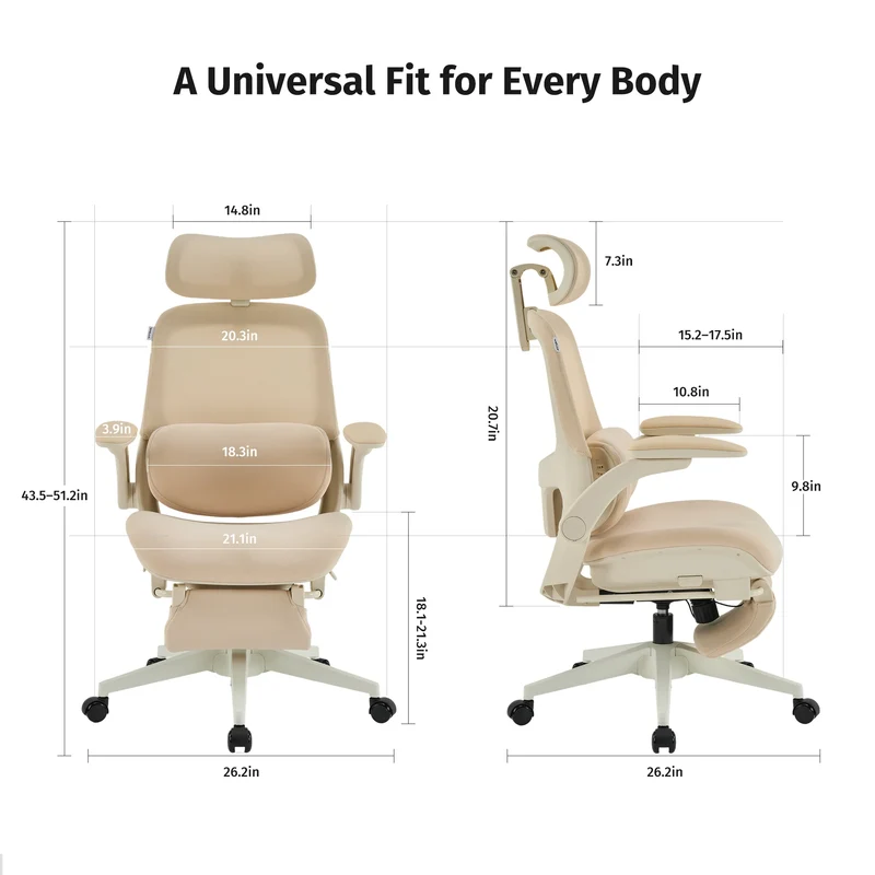 Welax S4 – Ergonomic Office Chair with Foldable Backrest