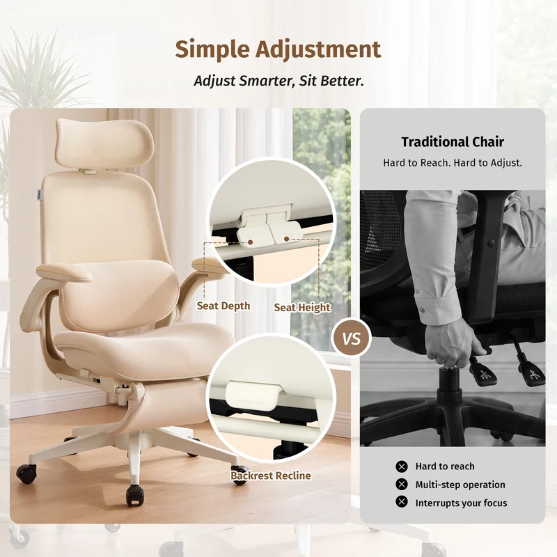 Welax S4 – Ergonomic Office Chair with Foldable Backrest