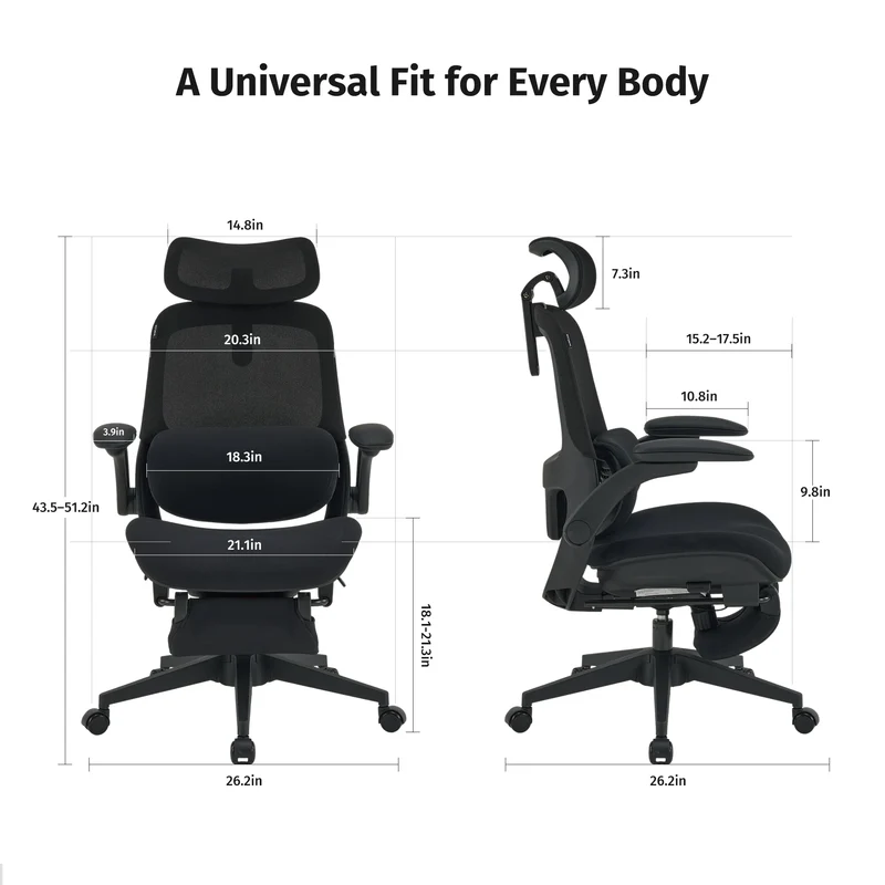Welax S4 – Ergonomic Office Chair with Foldable Backrest