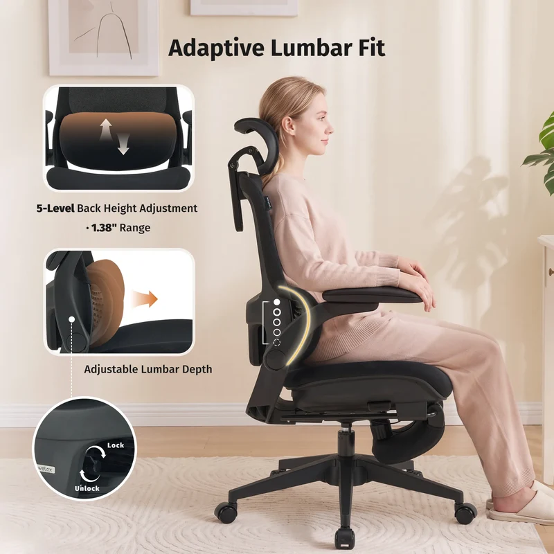 Welax S4 – Ergonomic Office Chair with Foldable Backrest
