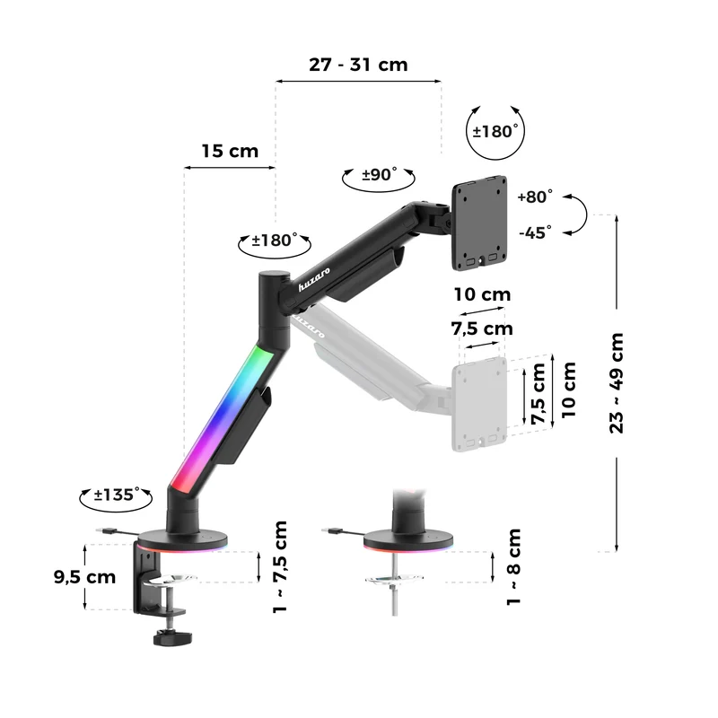 Uchwyt do monitora regulowany Huzaro Motion 1.6
