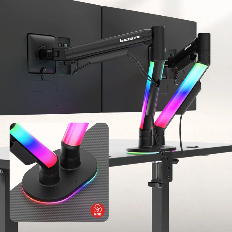 Uchwyt do biurka na 2 monitory Huzaro Motion 2.6 RGB