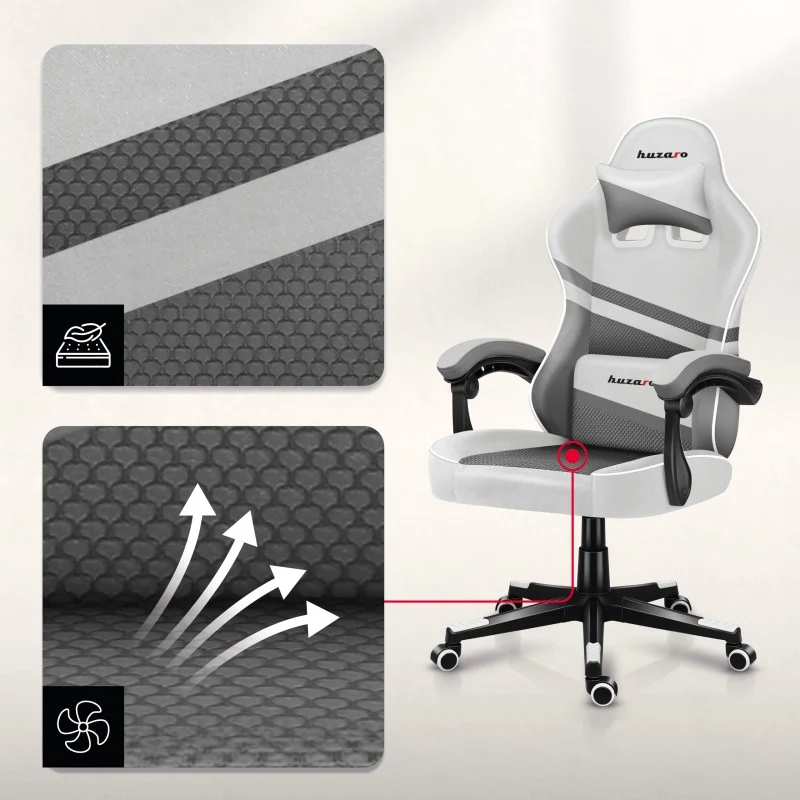 Gaming-Stuhl HUZARO FORCE 4.4 White Mesh