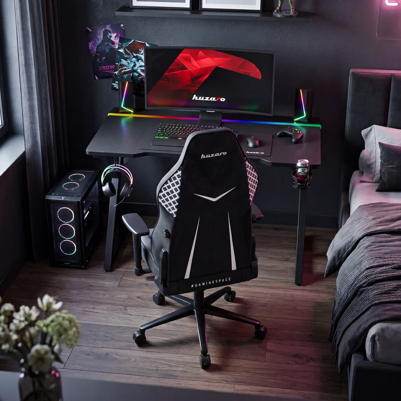 Gaming-Schreibtisch mit LED-Beleuchtung Huzaro Hero 2.4 RGB Black