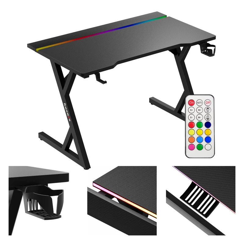 Gaming-Schreibtisch mit LED-Beleuchtung Huzaro Hero 2.4 RGB Black