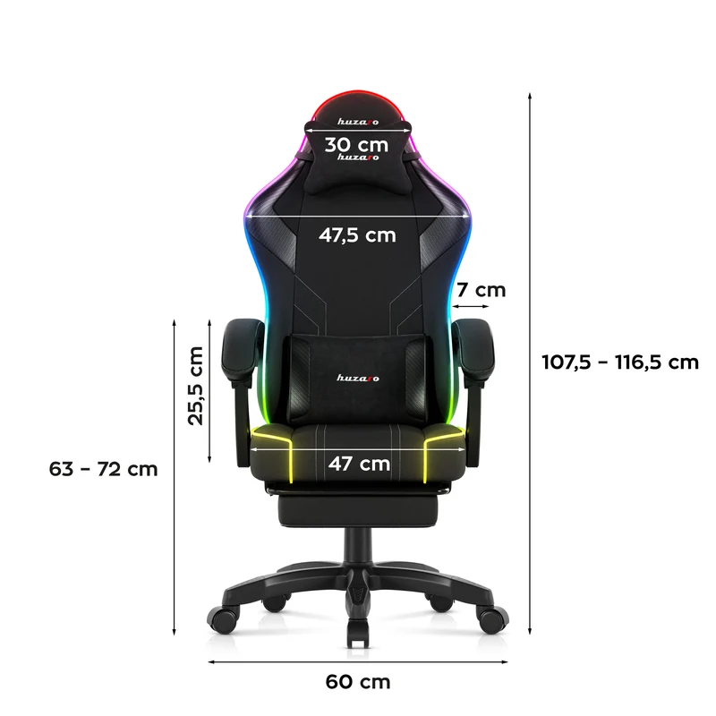 Huzaro Force 3.7 RGB Black Gaming-Stuhl
